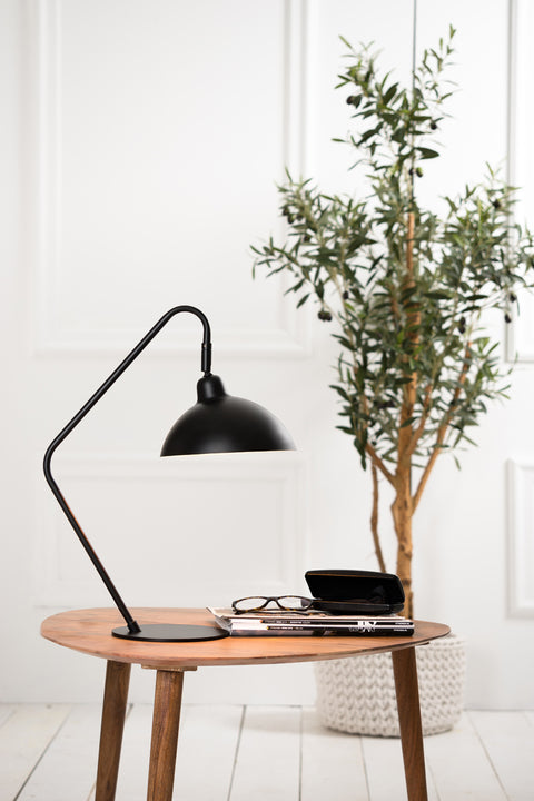 Lámpara de mesa retro de oficina de metal negro mate, luces de oficina