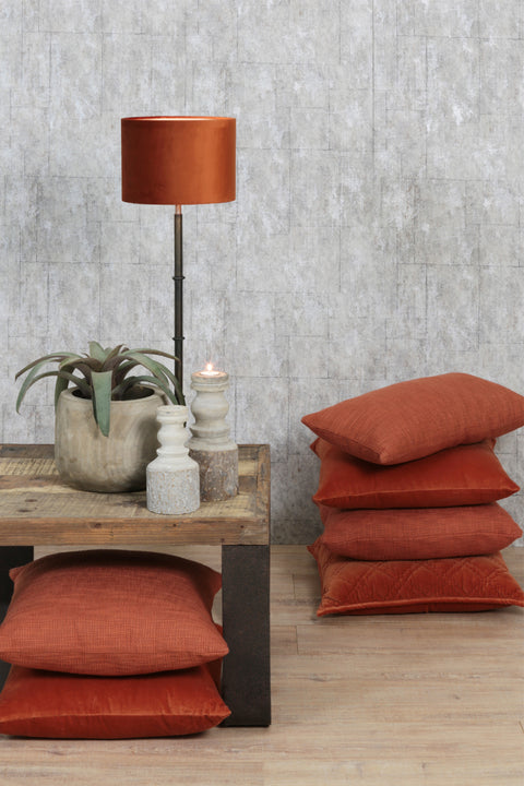 Pantalla cilíndrica de terciopelo terracota para lámpara de sobremesa y aplique 30-30-21