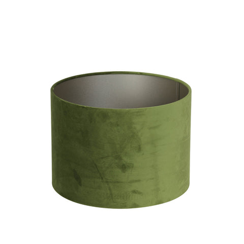 Pantalla cilíndrica de lino y terciopelo verde para lámpara de pie, lámpara colgante, lámpara de mesa 20-20-15
