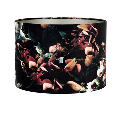 Lampshade for table lamp in velour black with flower motifs table lamp stool lamp 30-30-21