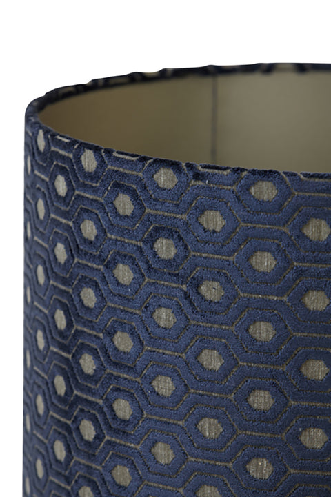 Pantalla cilíndrica de terciopelo azul oscuro topo para lámpara de mesa, lámpara colgante, lámpara de pie 30-30-21