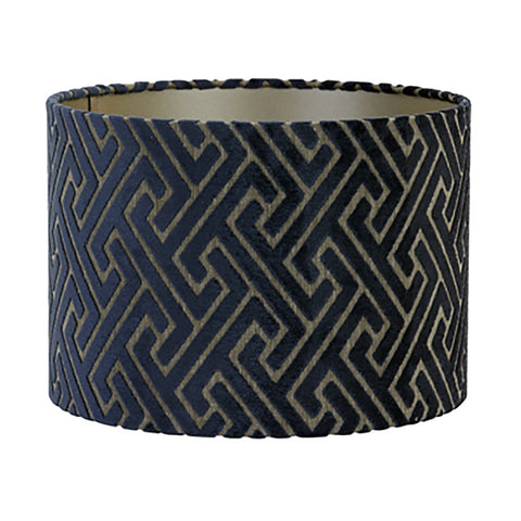 Pantalla cilíndrica de terciopelo azul oscuro topo para lámpara de pie y mesa 40-40-30
