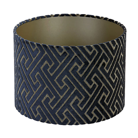 Pantalla cilíndrica de terciopelo azul oscuro topo para lámpara de pie y mesa 40-40-30