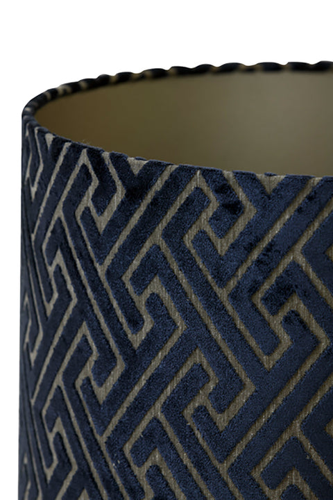 Pantalla cilíndrica de terciopelo azul oscuro topo para lámpara de pie y mesa 40-40-30