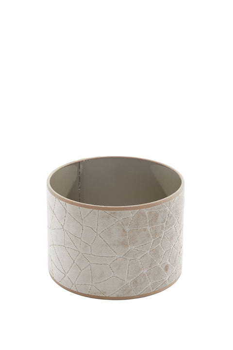 Lampenschirm Zylinder Textil Samt-Optik in Beige Taupe Tischleuchte Hängeleuchte Standleuchte 25-25-18cm