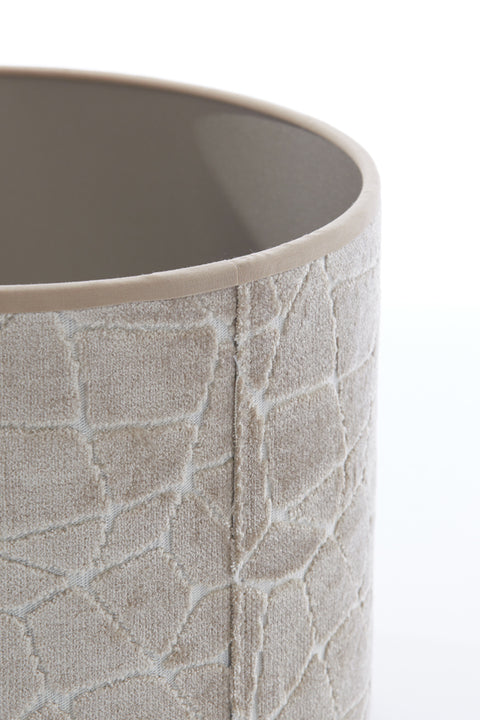 Lampenschirm Zylinder Textil Samt-Optik in Beige Taupe Tischleuchte Hängeleuchte Standleuchte 25-25-18cm