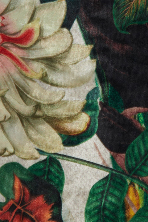 Pantalla cilíndrica de terciopelo con dalias verde naranja 25-25-18cm