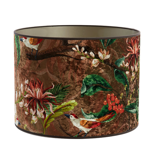 Pantalla cilíndrica de terciopelo con motivos de pájaros en color marrón para lámpara de mesa lámpara de mesa 40-40-30