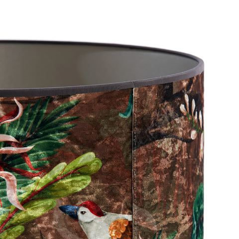 Pantalla cilíndrica de terciopelo con motivos de pájaros en color marrón para lámpara de mesa lámpara de mesa 40-40-30