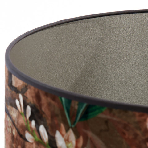 Pantalla cilíndrica de terciopelo con motivos de pájaros en color marrón para lámpara de mesa lámpara de mesa 40-40-30