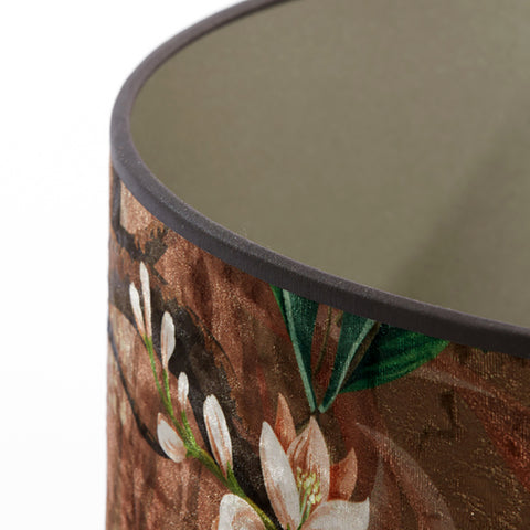 Pantalla cilíndrica de terciopelo con motivos de pájaros en color marrón para lámpara de mesa lámpara de mesa 40-40-30