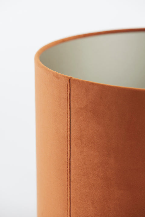 Pantalla cilíndrica de terciopelo terracota para lámpara de sobremesa y aplique 30-30-21