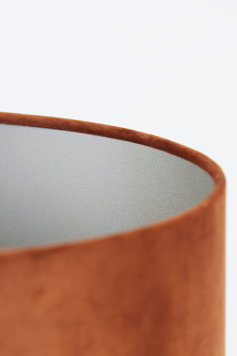 Pantalla cilíndrica de terciopelo terracota para lámpara de sobremesa y aplique 30-30-21