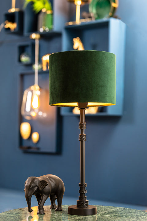 Pantalla cilíndrica de terciopelo verde oscuro para lámpara de sobremesa y aplique 40-40-30