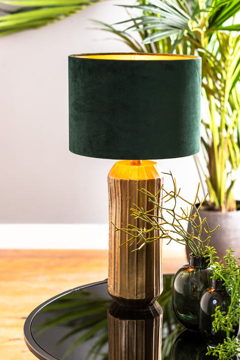 Pantalla cilíndrica de terciopelo verde oscuro para lámpara de sobremesa y aplique 40-40-30