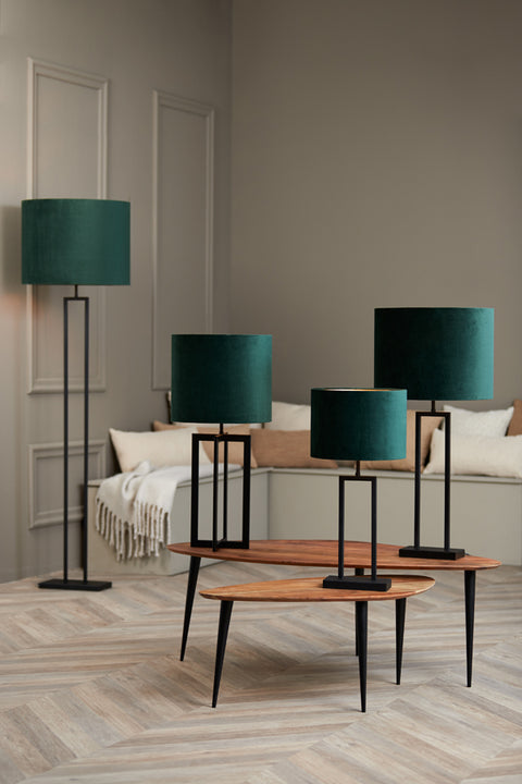 Pantalla cilíndrica de terciopelo verde oscuro para lámpara de sobremesa y aplique 50-50-38