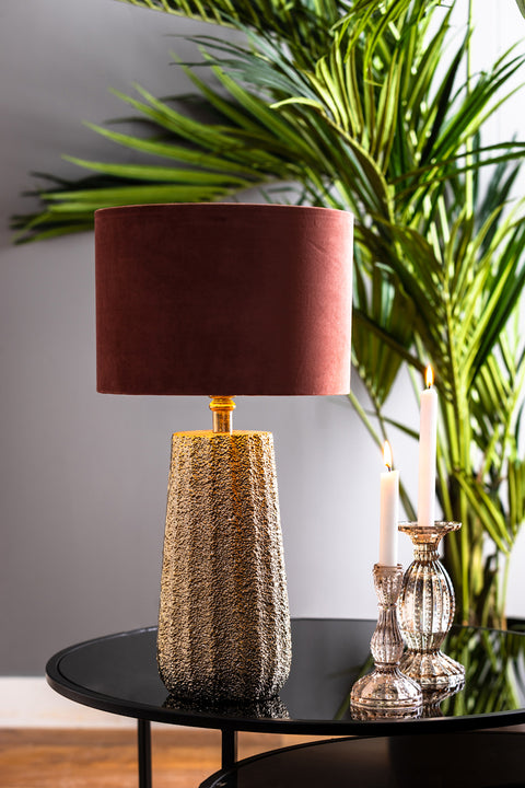 Lampshade cylinder in velour dark old pink for table lamp wall lamp 30-30-21