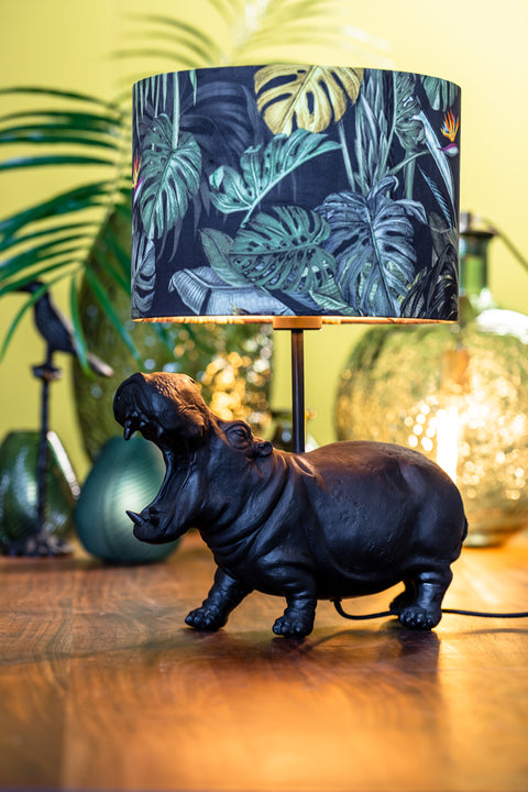 Pantalla cilíndrica de terciopelo con motivos de jungla verde para lámpara de mesa, lámpara colgante, lámpara de pie 40-40-30