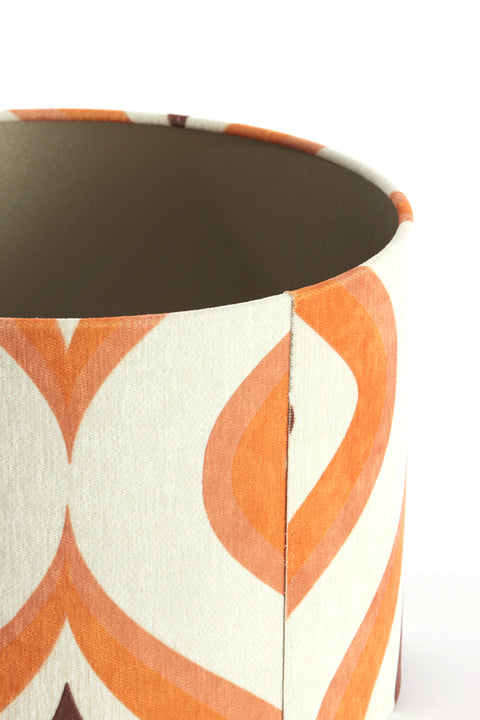 Pantalla cilíndrica de terciopelo retro naranja marrón para lámpara de mesa lámpara de mesa 25-25-18