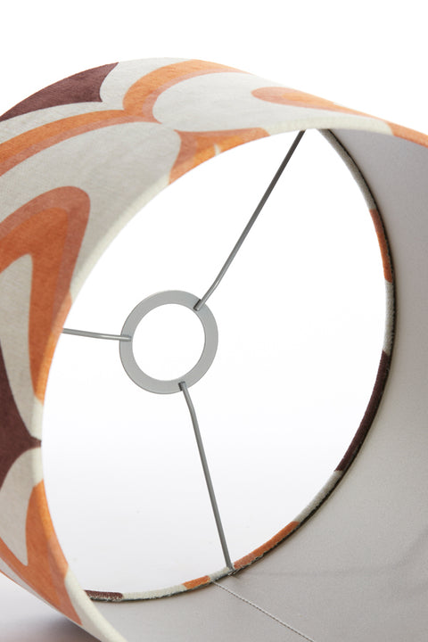 Pantalla cilíndrica de terciopelo retro naranja marrón para lámpara de mesa lámpara de mesa 25-25-18