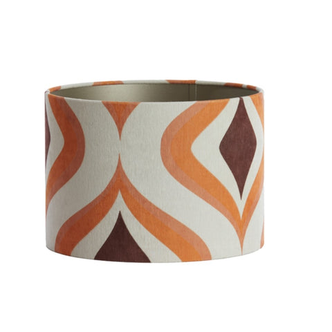 Pantalla cilíndrica de terciopelo retro naranja marrón para lámpara de mesa lámpara de mesa 25-25-18