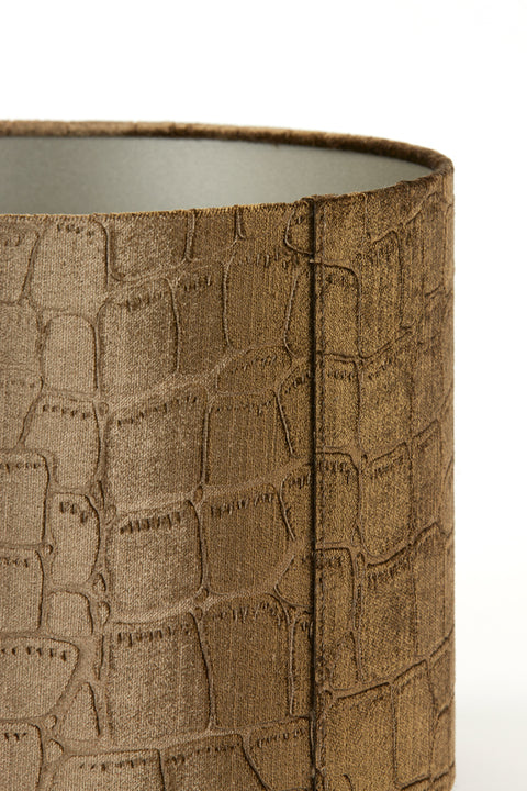 Pantalla cilíndrica de terciopelo marrón con relieve de cocodrilo para lámpara de sobremesa 30-30-21