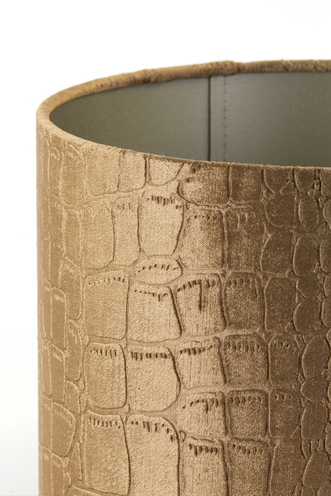 Pantalla cilíndrica de terciopelo marrón con relieve de cocodrilo para lámpara de sobremesa 30-30-21
