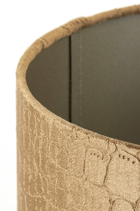 Pantalla cilíndrica de terciopelo marrón con relieve de cocodrilo para lámpara de sobremesa 30-30-21