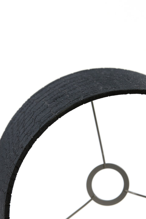 Pantalla cilíndrica de terciopelo negro con relieve de cocodrilo para lámpara de sobremesa 30-30-21