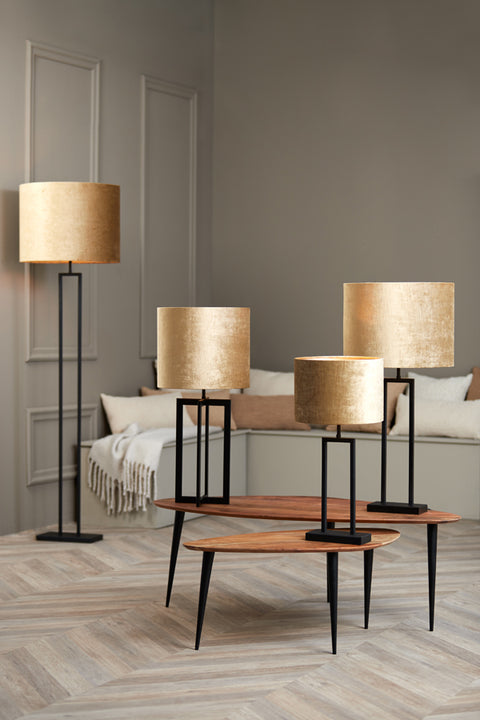 Pantalla de velour cilíndrico bronce dorado brillo seda para lámpara de sobremesa lámpara de mesa 40-40-30