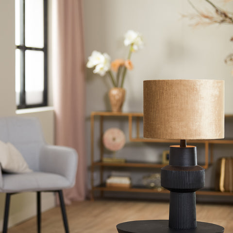 Pantalla de velour cilíndrico bronce dorado brillo seda para lámpara de sobremesa lámpara de mesa 40-40-30