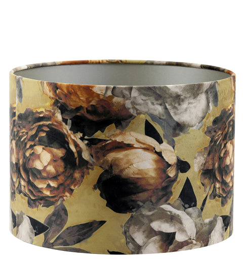 Pantalla cilíndrica de terciopelo bronce con rosas Victoria para lámpara de mesa, lámpara colgante, lámpara de pie 25-25-18