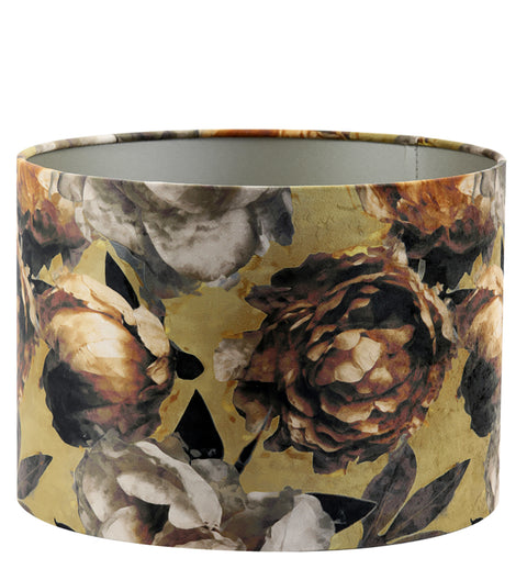 Pantalla cilíndrica de terciopelo bronce con rosas Victoria para lámpara de mesa, lámpara colgante, lámpara de pie 20-20-15