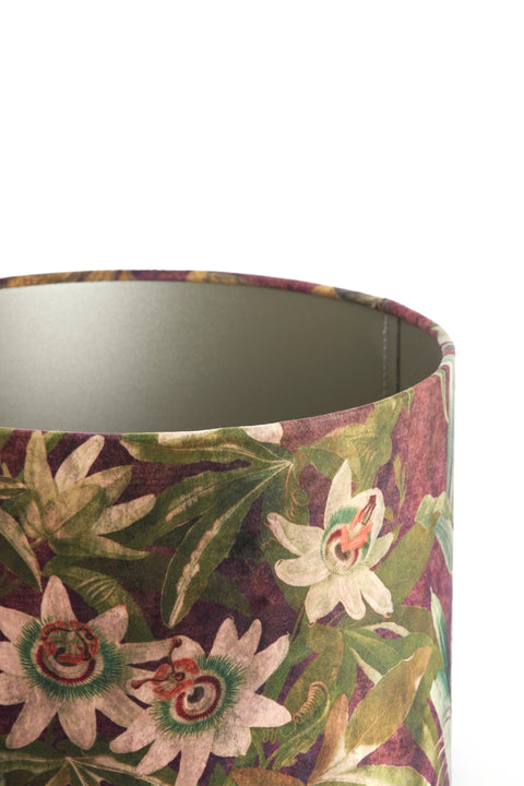 Lampenschirm für Tischleuchte Zylinder Passionsblume Violett 25-25-18cm