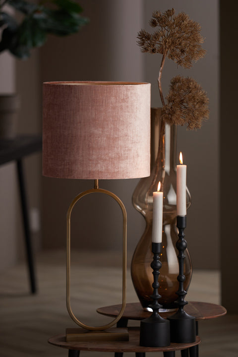 Pantalla cilíndrica de terciopelo rosa viejo para lámpara de sobremesa y aplique 30-30-21