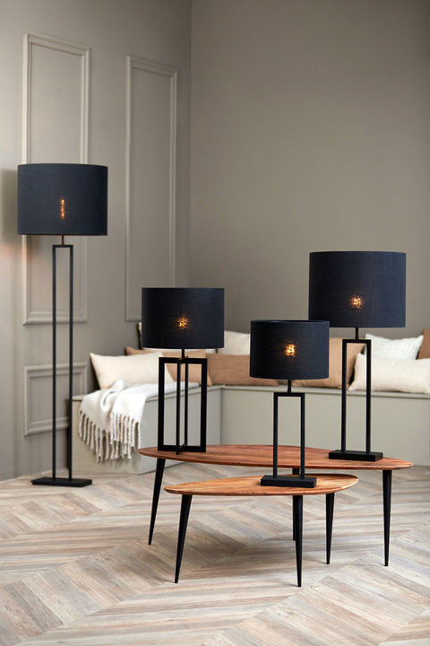 Pantalla cilíndrica de lino negro para lámpara de mesa lámpara de mesa 35-35-25