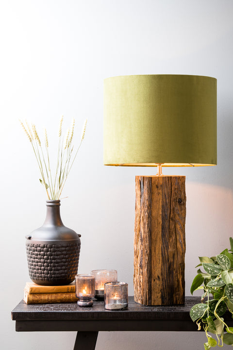 Pantalla cilíndrica de lino y terciopelo verde para lámpara de pie, lámpara colgante, lámpara de mesa 20-20-15