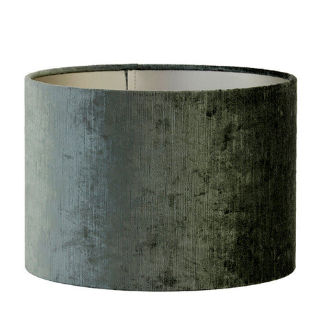 Pantalla cilíndrica de terciopelo gris antracita para lámpara de sobremesa y de pie 40-40-30