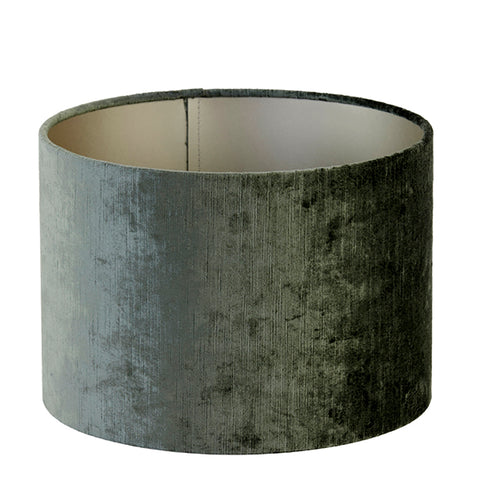 Pantalla cilíndrica de terciopelo gris antracita para lámpara de sobremesa y de pie 40-40-30