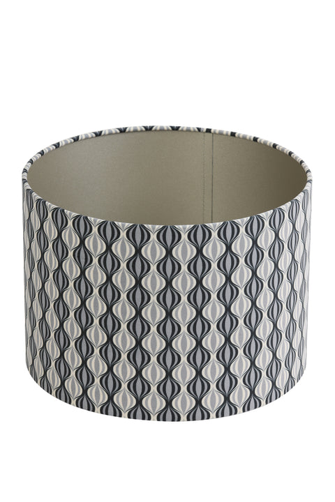 Pantalla cilíndrica gris y negra estampada para lámpara de mesa, lámpara colgante, lámpara de pie, 40-40-30