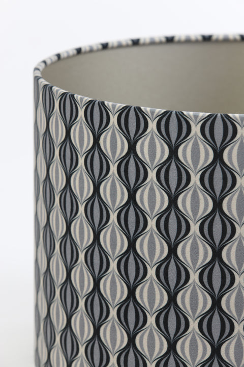 Pantalla cilíndrica gris y negra estampada para lámpara de mesa, lámpara colgante, lámpara de pie, 40-40-30