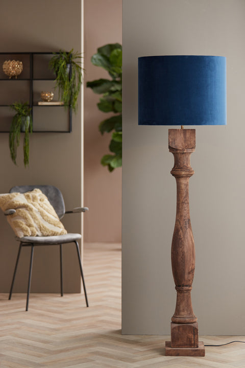 Pantalla para lámpara de pie cilíndrica de terciopelo azul petróleo para lámpara de pie, lámpara colgante, lámpara de mesa Ø 50cm