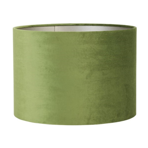 Pantalla cilíndrica de lino y terciopelo verde para lámpara de pie, lámpara colgante, lámpara de mesa 20-20-15