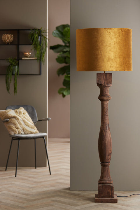 Pantalla cilíndrica de terciopelo dorado para lámpara de sobremesa, lámpara de pie, lámpara colgante 55-55-41