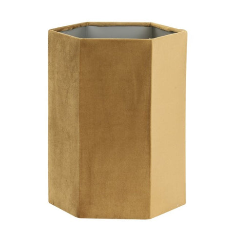 Pantalla hexagonal de terciopelo marrón para lámpara de sobremesa 30-30-35