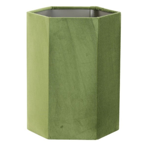 Pantalla hexagonal de terciopelo verde para lámpara de sobremesa 24-24-30