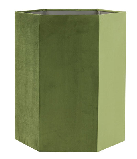 Pantalla hexagonal de terciopelo verde para lámpara de sobremesa 24-24-30
