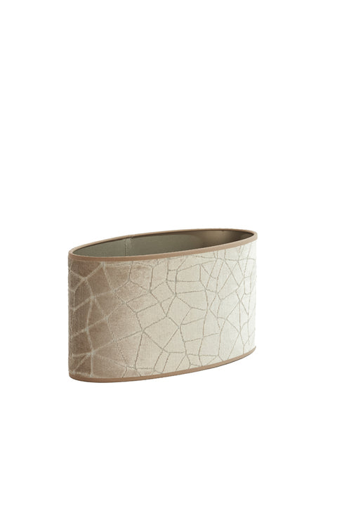 Lampenschirm Oval Textil Samt-Optik in Beige Taupe Tischleuchte Hängeleuchte Standleuchte 45-45-22cm