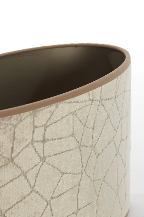 Lampenschirm Oval Textil Samt-Optik in Beige Taupe Tischleuchte Hängeleuchte Standleuchte 45-45-22cm