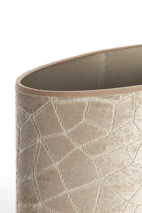 Lampenschirm Oval Textil Samt-Optik in Beige Taupe Tischleuchte Hängeleuchte Standleuchte 45-45-22cm
